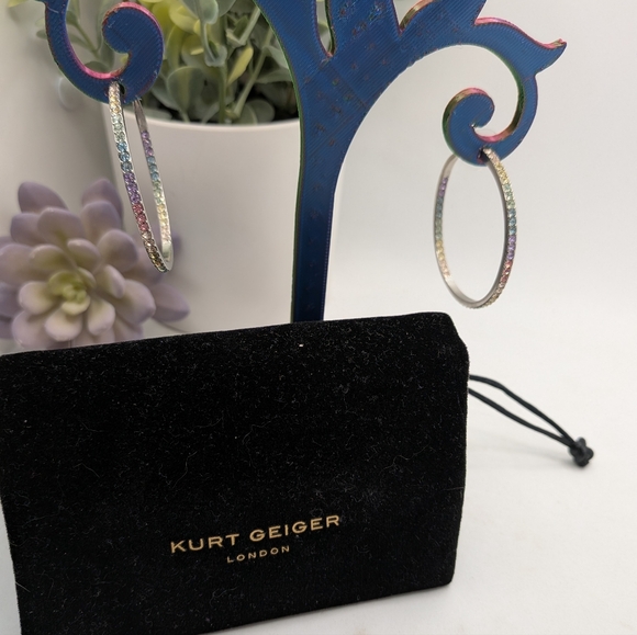 Kurt Geiger Jewelry - Kurt Geiger Pastel Rainbow Crystal Hoop Earrings